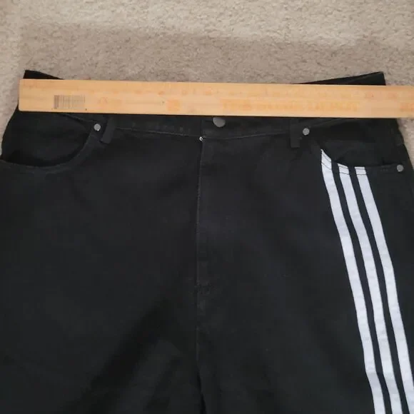 NWOT Adidas Adibreak Denim Two-In-One Jeans Womens 32 Black White Baggy Skater - Picture 11 of 16